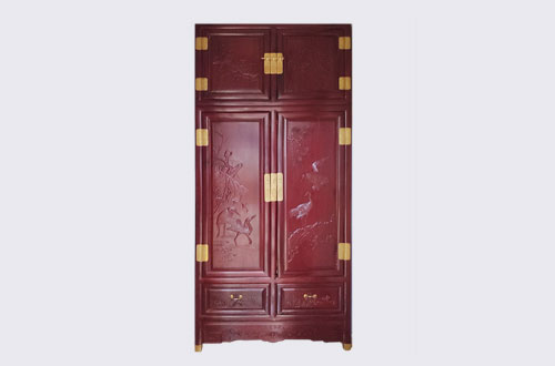徐闻高端中式家居装修深红色纯实木衣柜